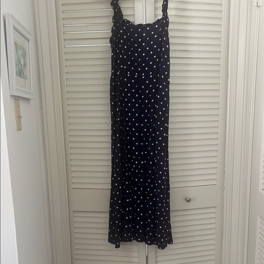 Elegant Navy Polka Dot Dress